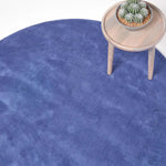 Hand Tufted Plain Cotton Large Round Rug | 70cm x 70cm | Blue