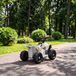 6v Electric Car, Kids Atv With Handlebar Button Control | White