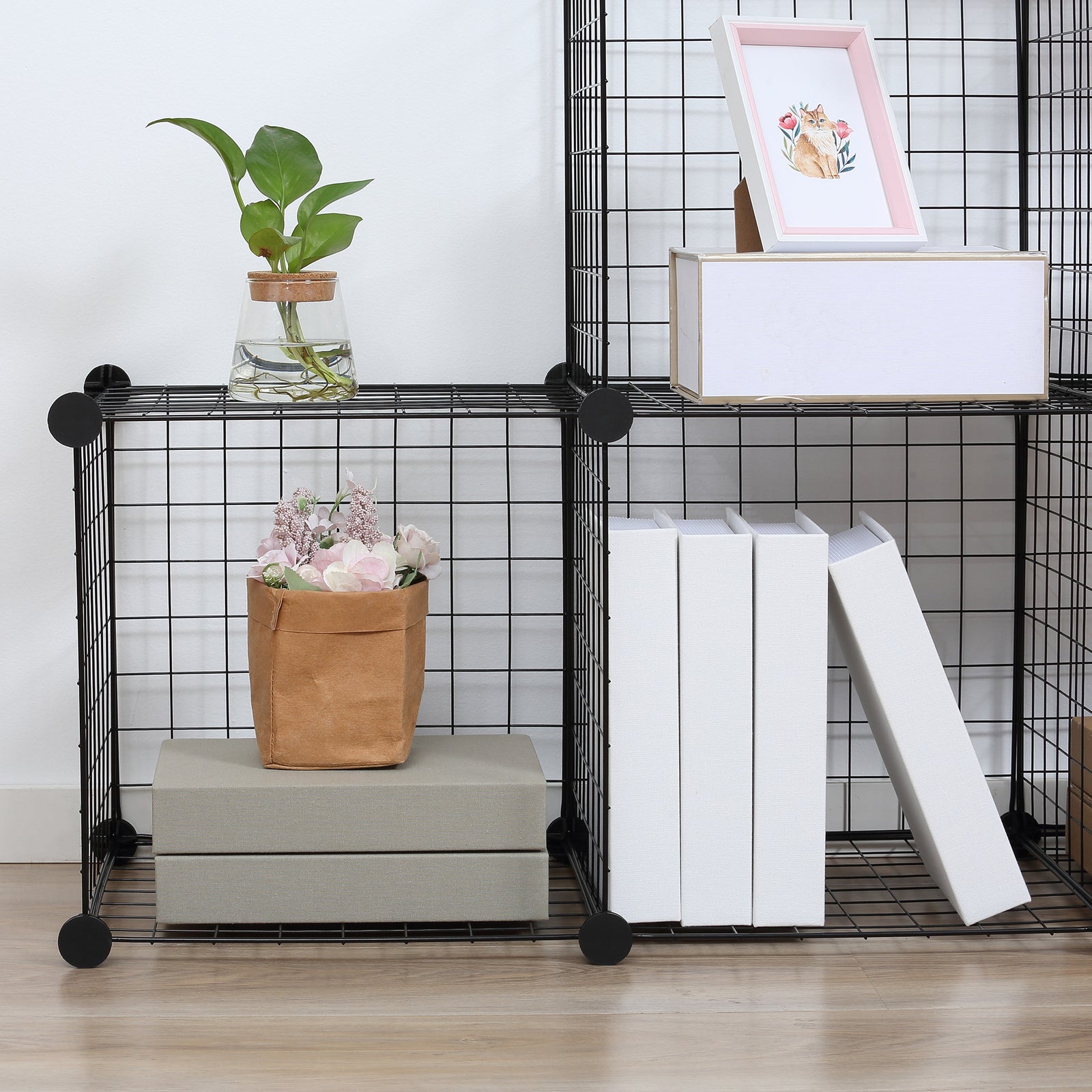 Diy 6 Cube Metal Wire Rack Interlocking Storage Cabinet
