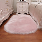 Oval Fluffy Shaggy Area Rug Super Soft Plush Carpet For Bedroom | Large | Pink