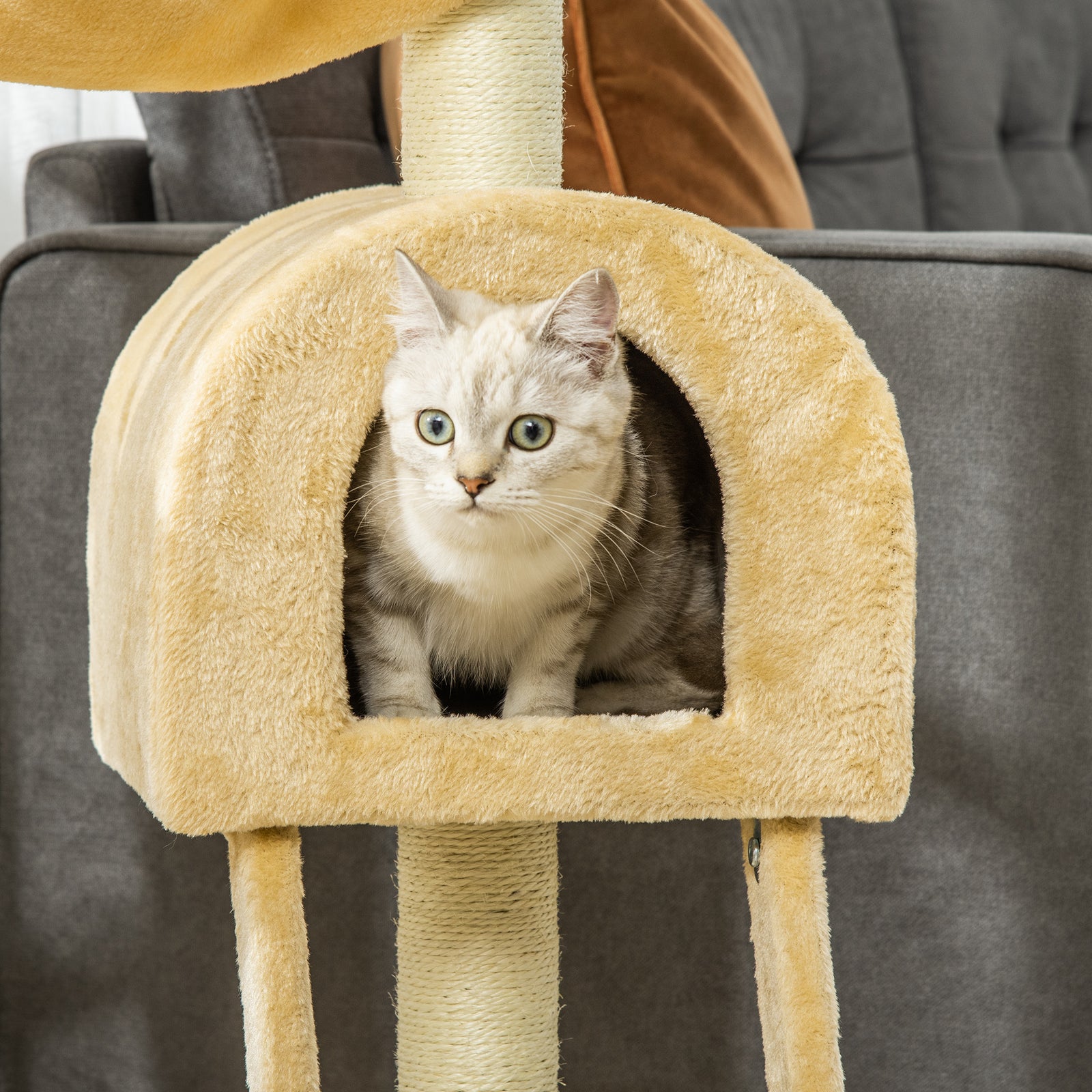 Cat Tree For Indoor Cats Scratching Post W/ Hammock House Bed Basket