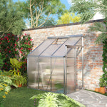 6x4ft Lean-to Polycarbonate Greenhouse W/ Roof Vent