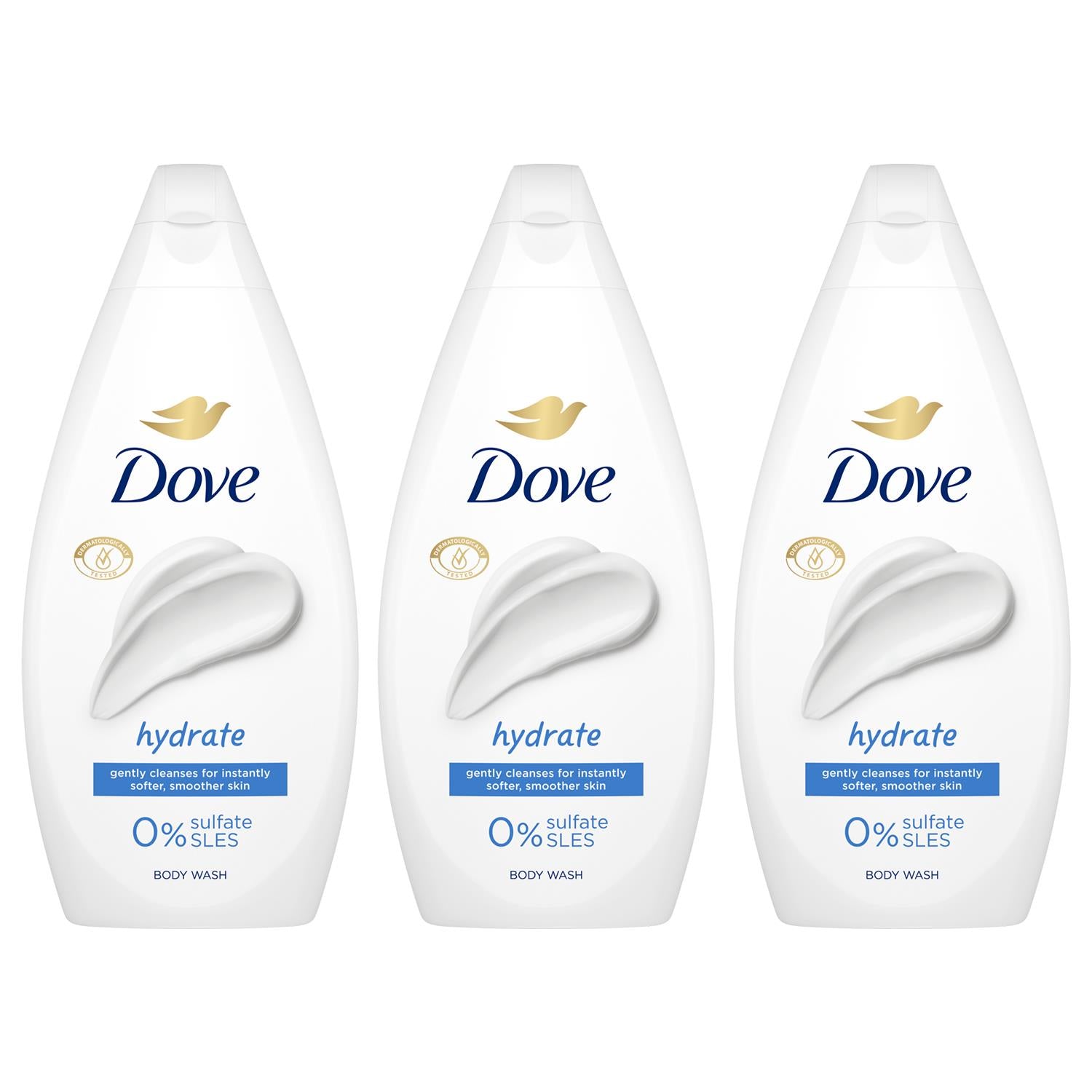 Hydrate Body Wash 0% Sulfate Sles For Softer & Smoother Skin 450ml, 3 Pack