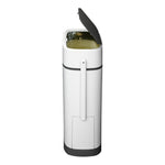Slim Plastic Trash Can With Built-in Toilet Brush