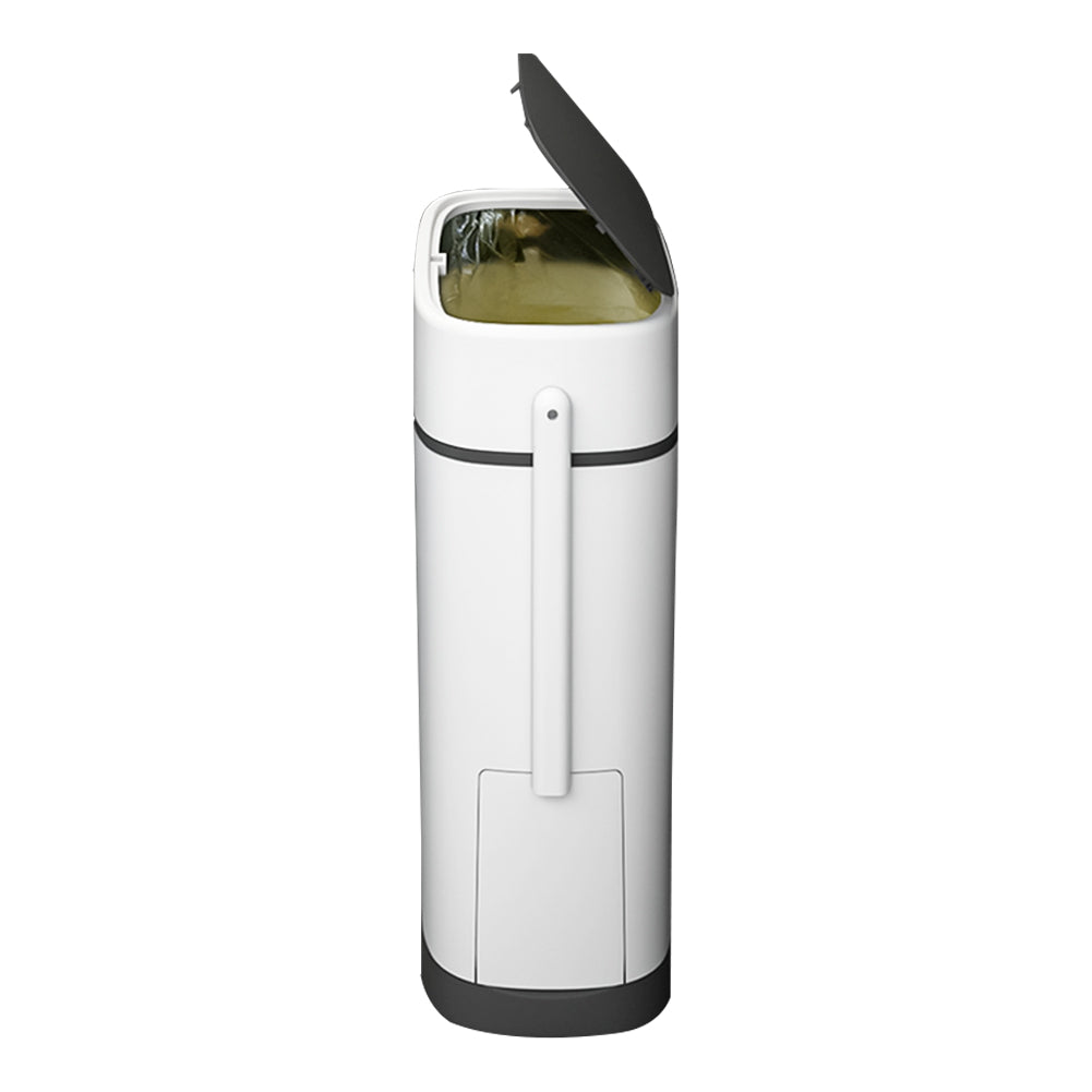Slim Plastic Trash Can With Built-in Toilet Brush