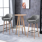 Upholstered Bucket Seat Bar Stools W/ Wood Legs
