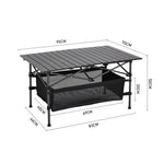 Aluminium Roll-top Foldable Camp Table With Mesh Shelf