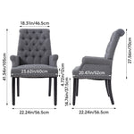 Classic Upholstered Armchair Tufted Back Fabric Dining Chair With Nailhead Detailing | Grey