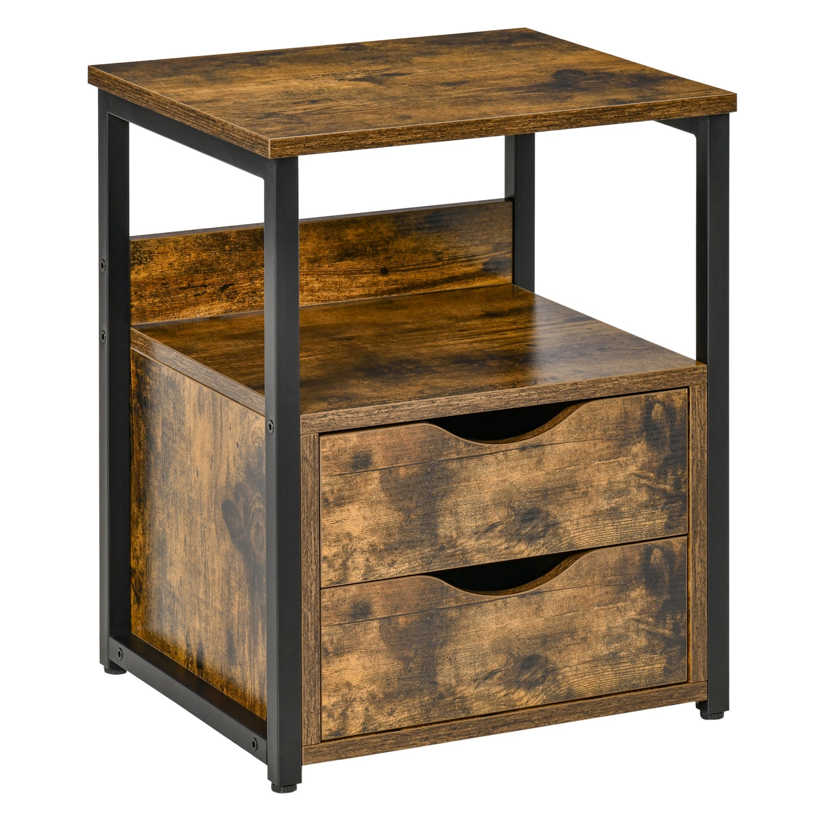 End Table Bedside Desk Slim Storage Cabinet with Shelf | Brown
