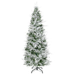6/7ft Snow Flocked Artificial Christmas Tree Pencil Shape | 6ft | Green