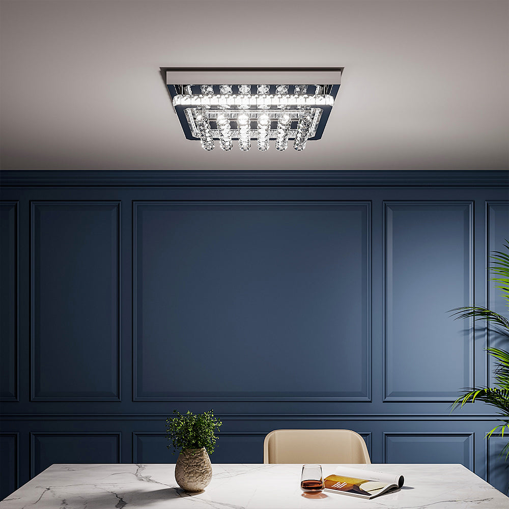 Modern Fancy Crystal Led Flush Mount Ceiling Light | Cool White