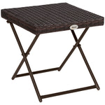 Folding Rattan Coffee Table W/ Steel Frame Bistro Garden | Brown