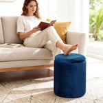 Round Storage Ottoman With Removable Top | Blue