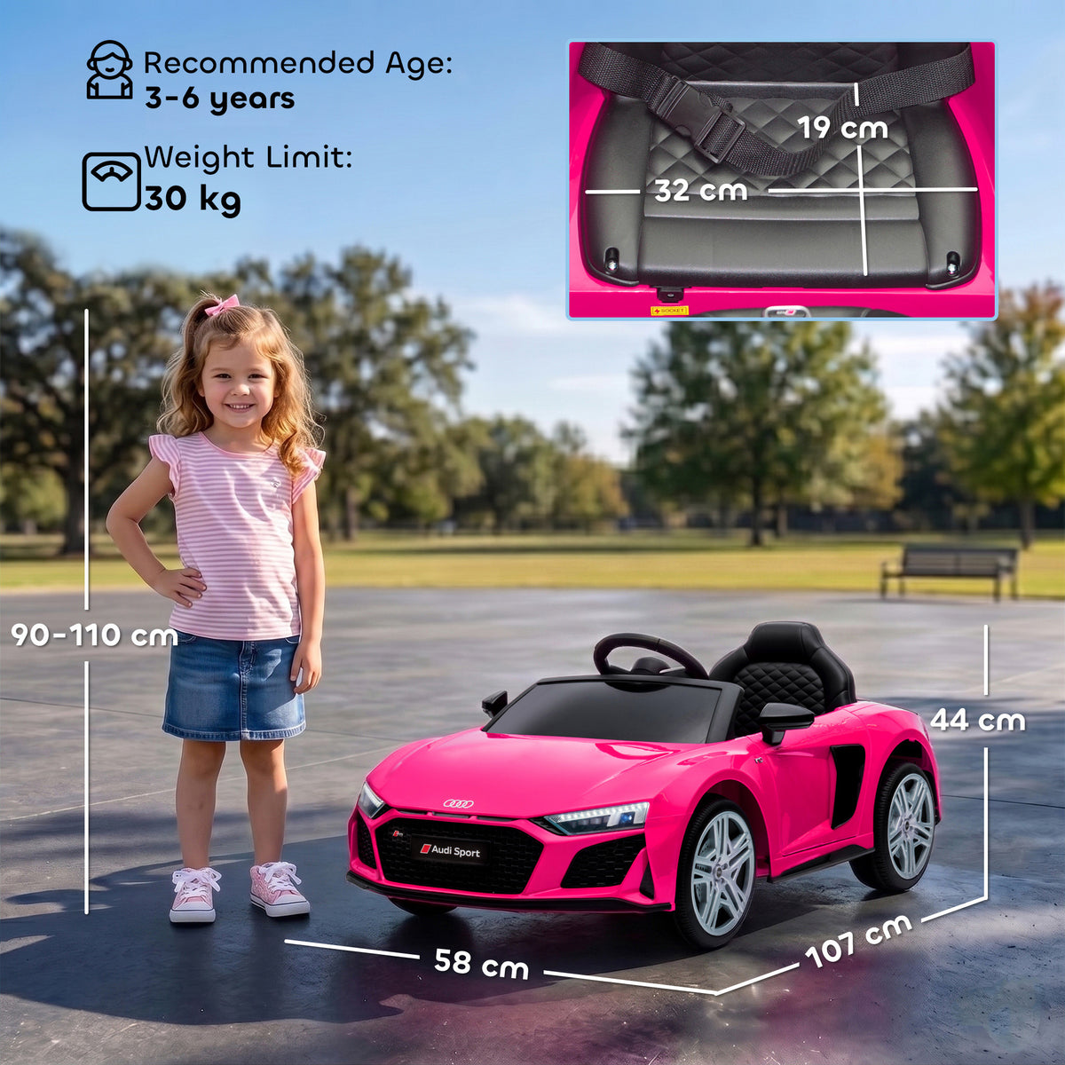 Licensed Audi R8 Spyder 12v Electric Car For Kids With Remote | Pink