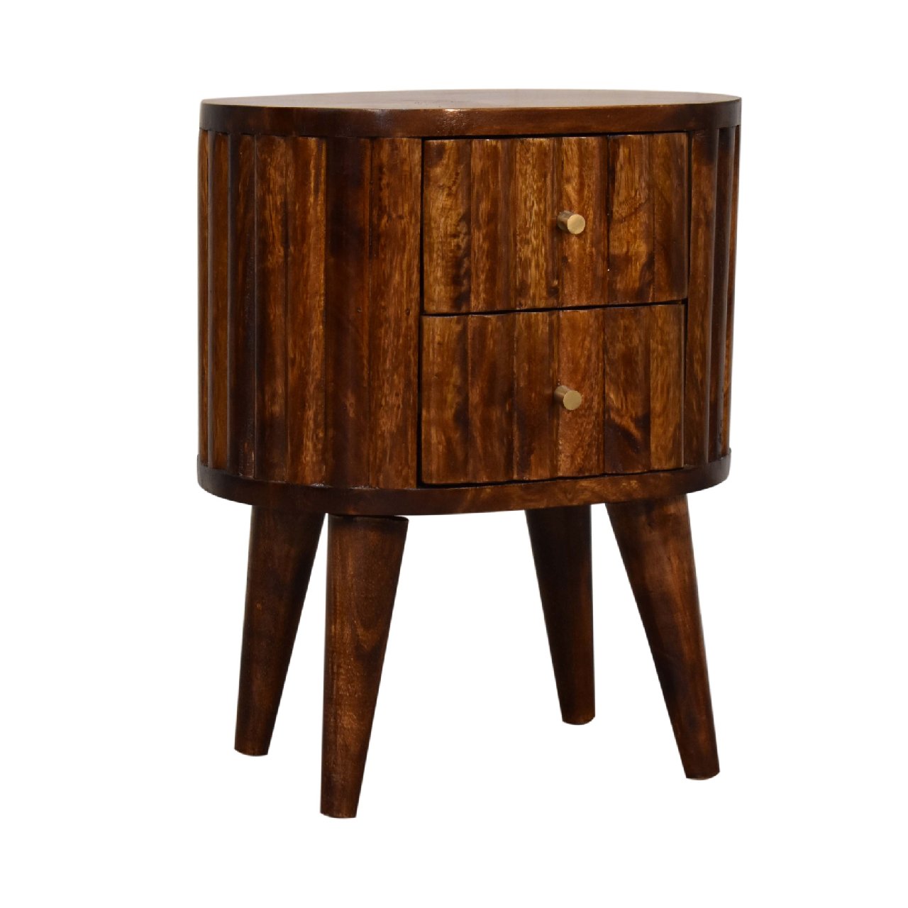 Solid Wood Stripe Chestnut Bedside