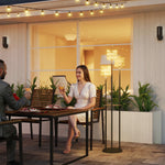 3-light Solar Rattan Floor Lamp W/ Shelf, Auto On/off