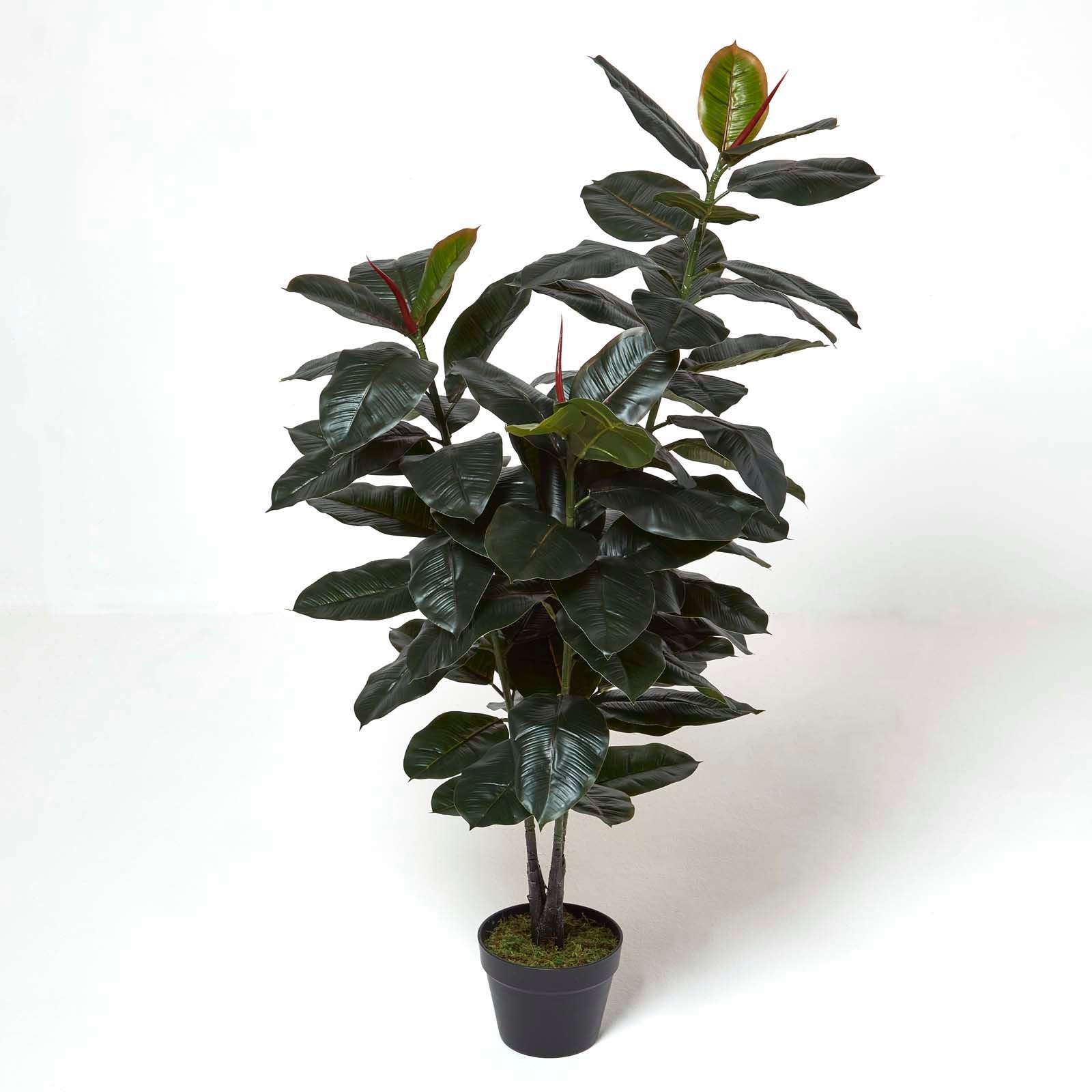 Artificial Green Handcrafted Ficus Rubber Plant In Pot, 130 Cm