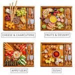 BlauKe Wooden Cheese Board Set - Wooden Serving Board/tray Made Of Acacia - Includes Serving Platters And Cheese Tools