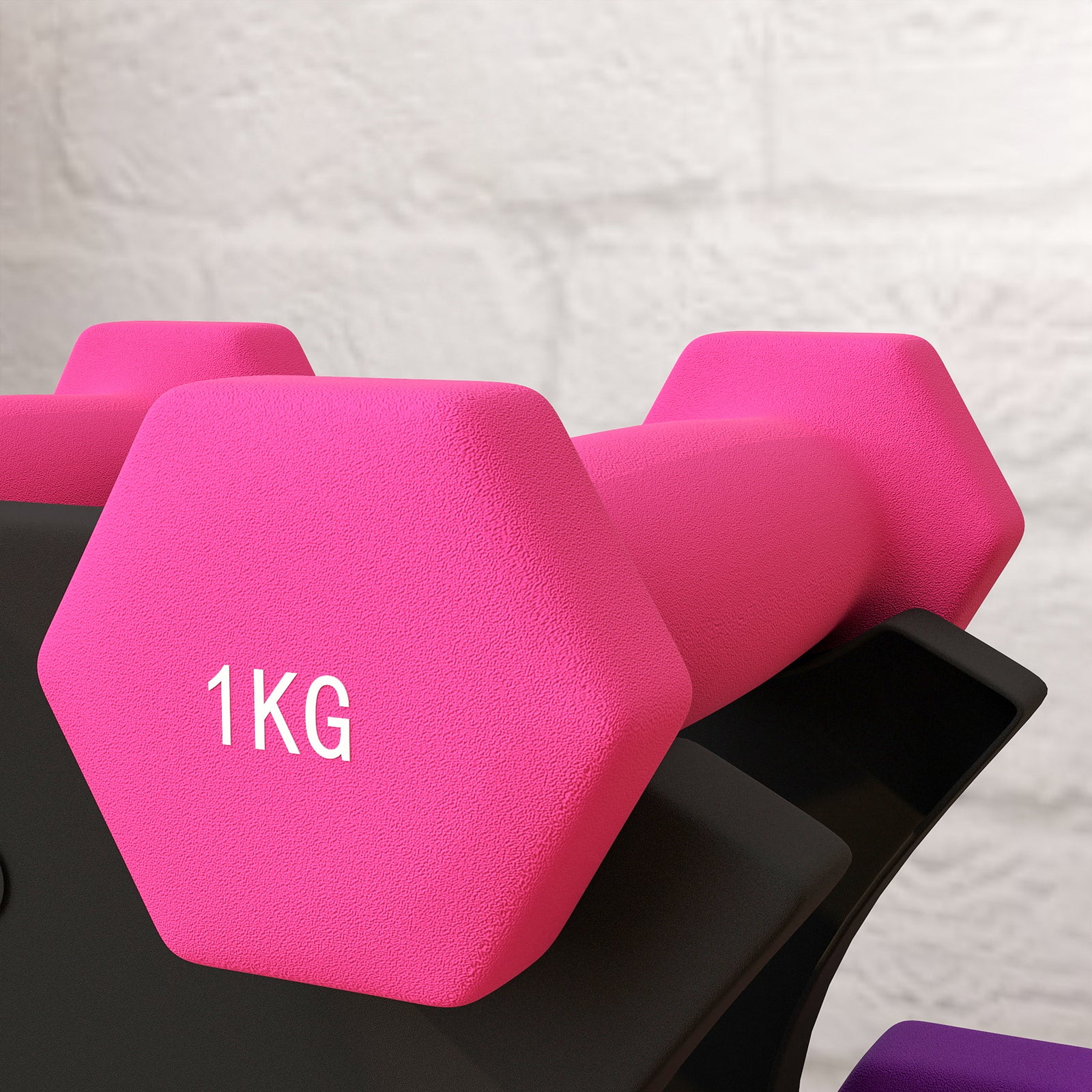 Six Dumbbells With Dumbbell Storage Rack | Pink