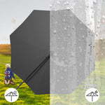3 M Banana Patio Umbrella Cantilever Garden Parasol With Solar-powered 32 Led Lights, Crank For Opening Closing Without Base | One Size | Dark Gray