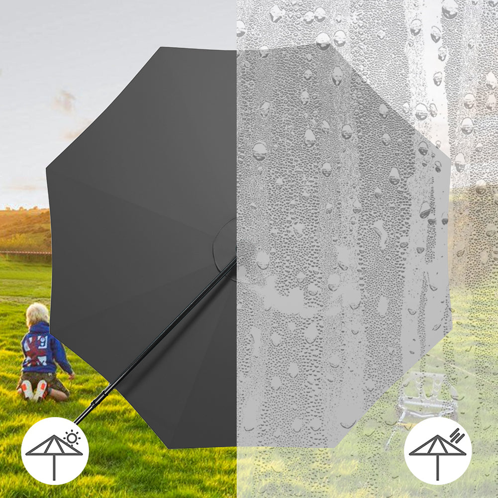3 M Banana Patio Umbrella Cantilever Garden Parasol With Solar-powered 32 Led Lights, Crank For Opening Closing Without Base | One Size | Dark Gray