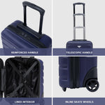 45x36x20cm Easyjet Free Cabin Bag 2 Wheel Suitcase Hard Shell Carry On | Cabin | Navy Blue