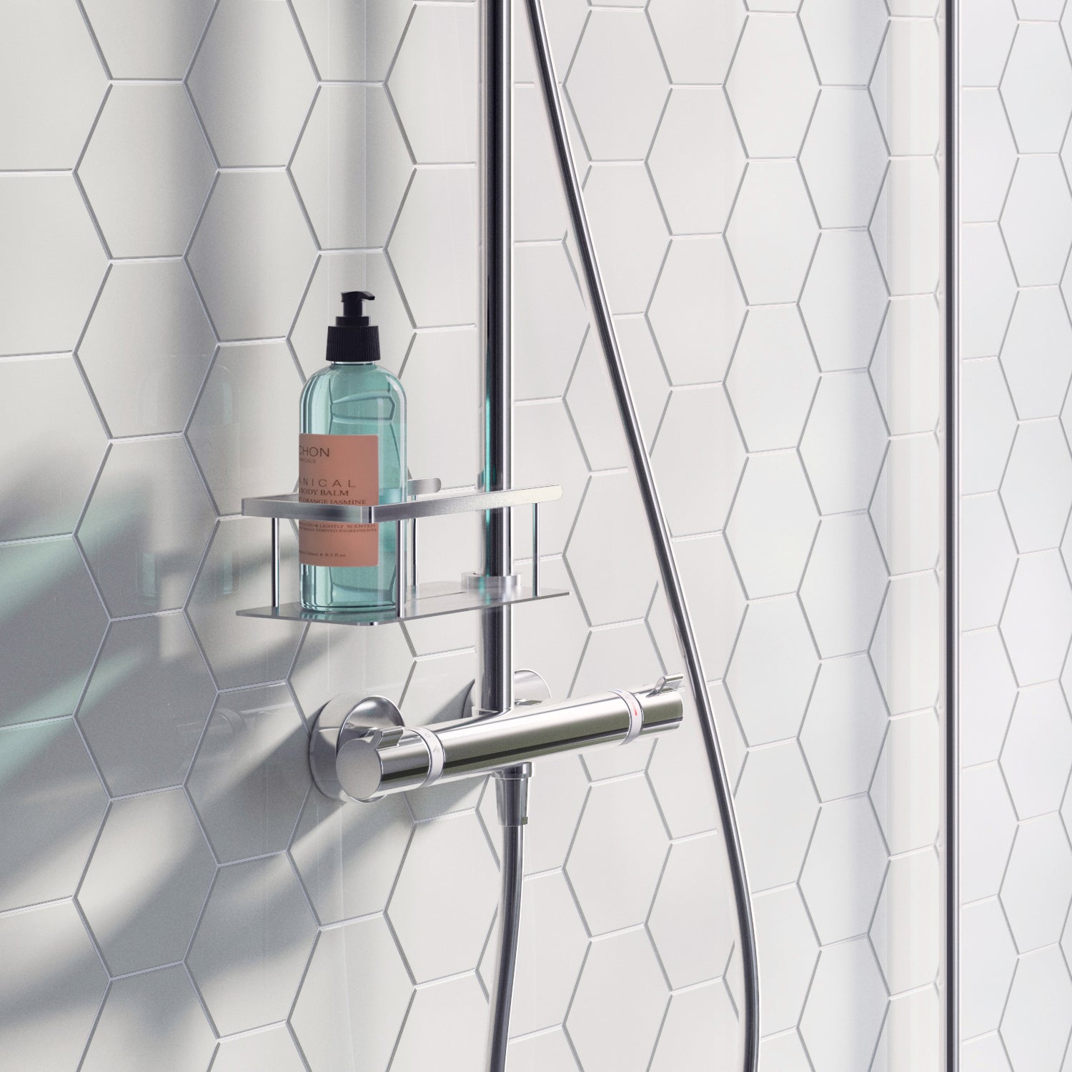 Shower Basket Soap Caddy Storage Shelf For Shower Riser Rail | Polished Chrome
