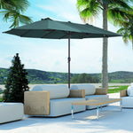 4.6m Double-sided Sun Umbrella W/ Base | Dark Green