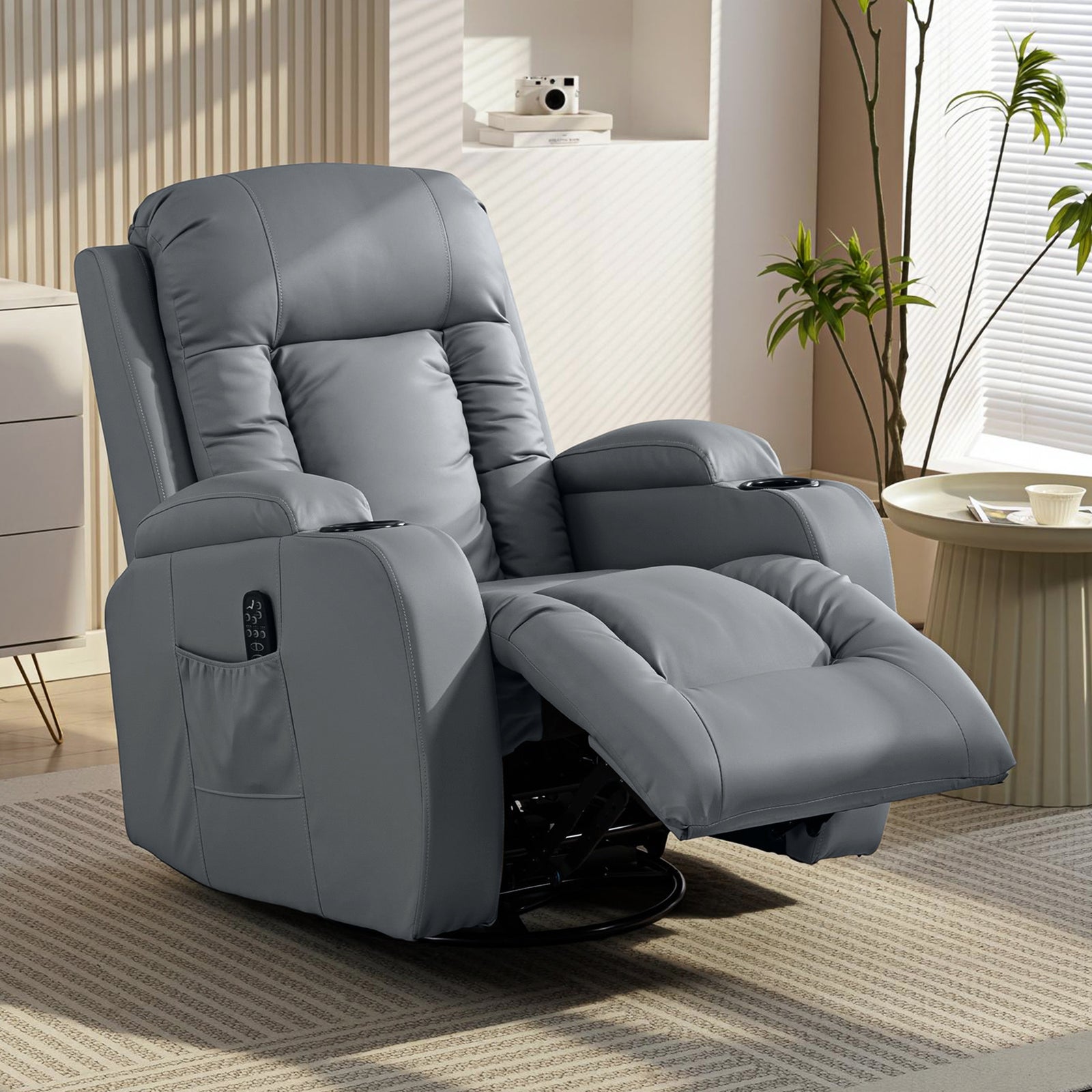 HOMCOM Massage Recliner Chair, Recliner Armchair With 8 Vibration & Heat