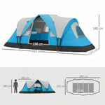 5-6 Man Camping Tent, Water Resistant Hiking Shelter | Light Blue