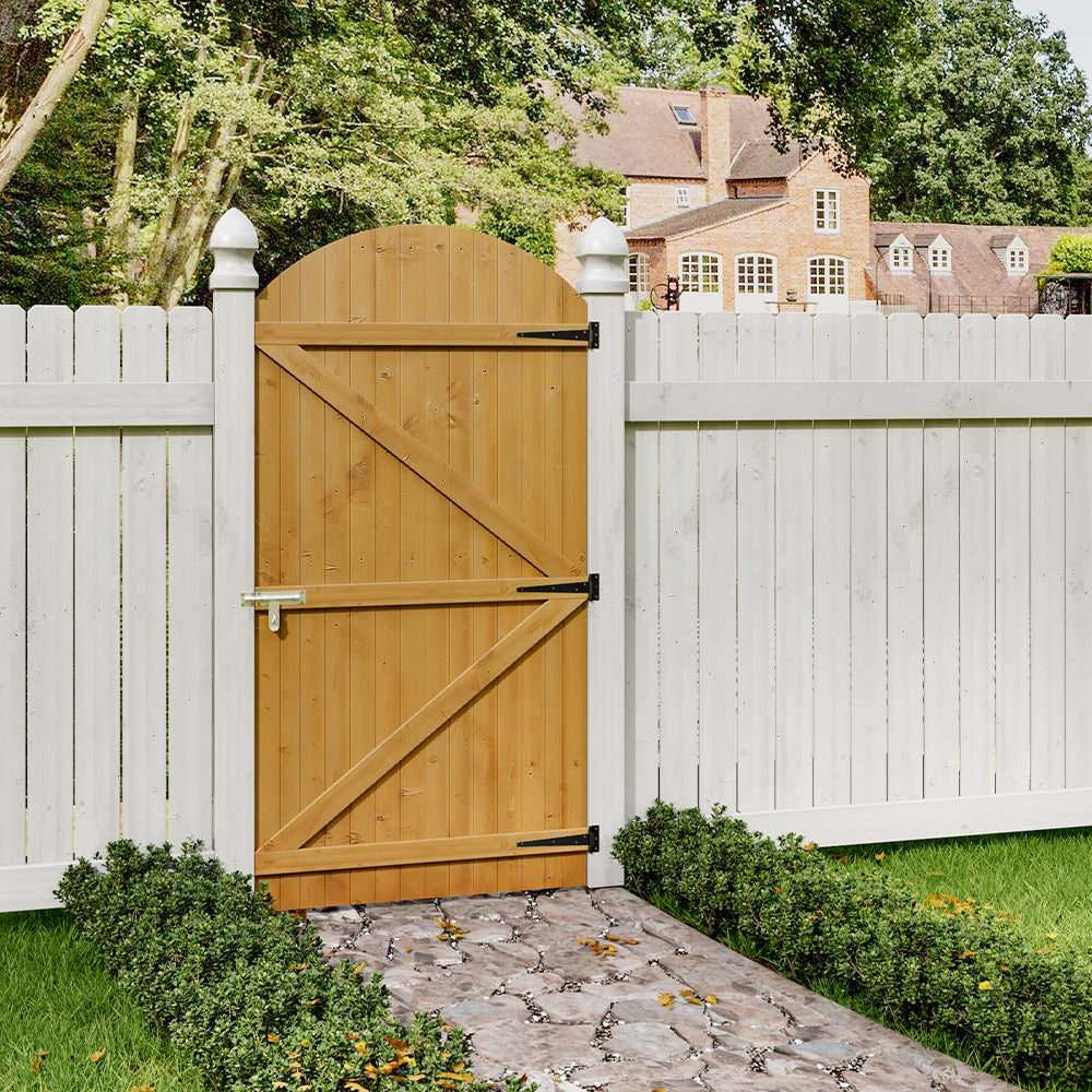 90cm W X 150/180/210cm H Semi Braced Arch Top Strong Wooden Garden Gate | 180cm