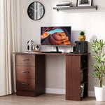 120cm Computer Desk Pc Table Workstation W/ 3 Shelf & Drawer | Brown