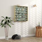 7-tier Wall Display Cabinet W/ Shelves Glass Doors | Oak