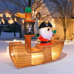 1.8m H Inflatable Pirate Santa On Ship – Outdoor Christmas Decoration With Led Lights & Installation Kit