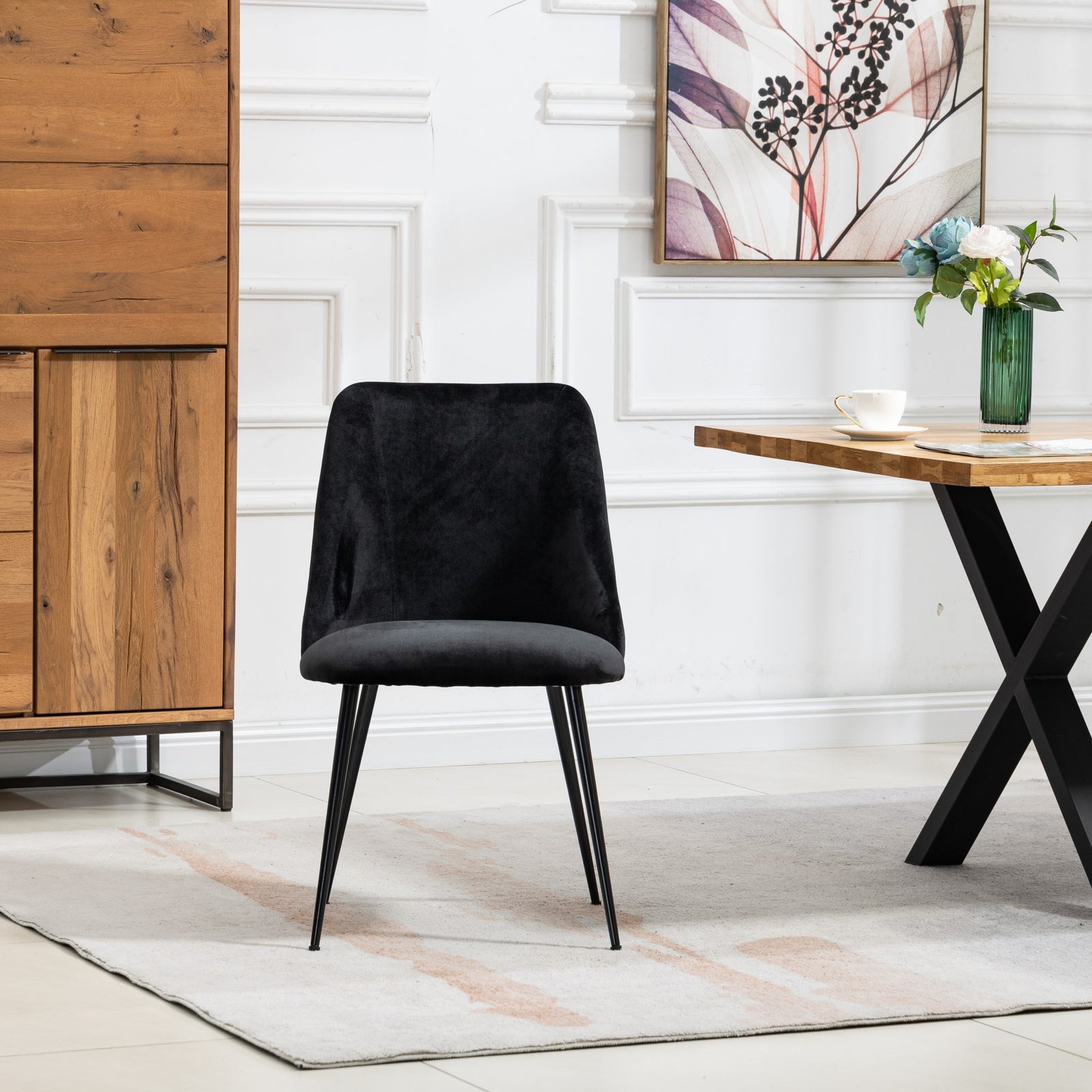 Set Of 2 Morandi Velvet Dining Chairs | Black