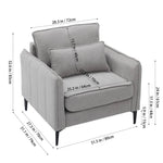 Modern Upholstered Accent Chair Armchair With Lumbar Pillow | Light Grey