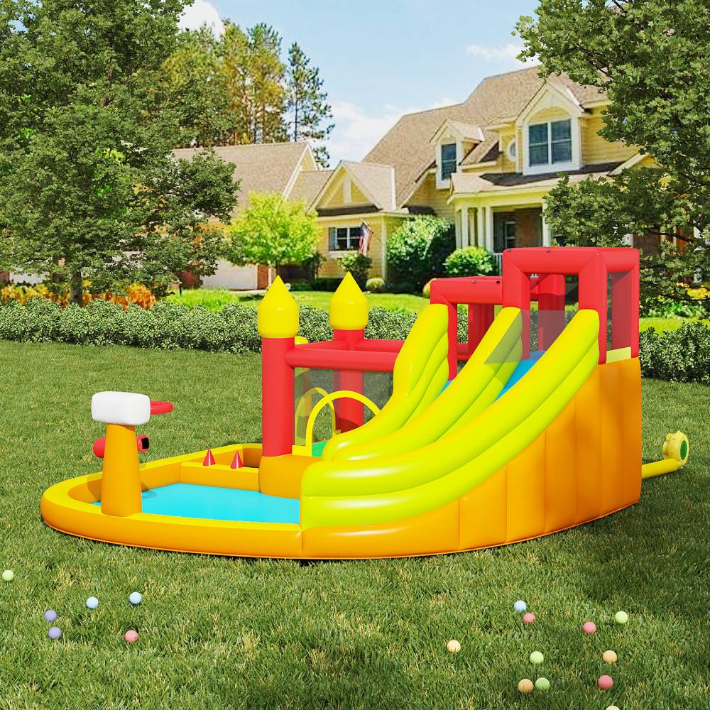 Breeins Inflatable Water Park With Dual Slides & Splash Pool, Large Bounce House For Kids, Heavy-duty Oxford Fabric, 480w Air Blower Included