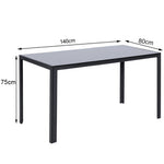 Rectangular Tempered Glass Dining Table For Kitchen Dining Room | Large | Black