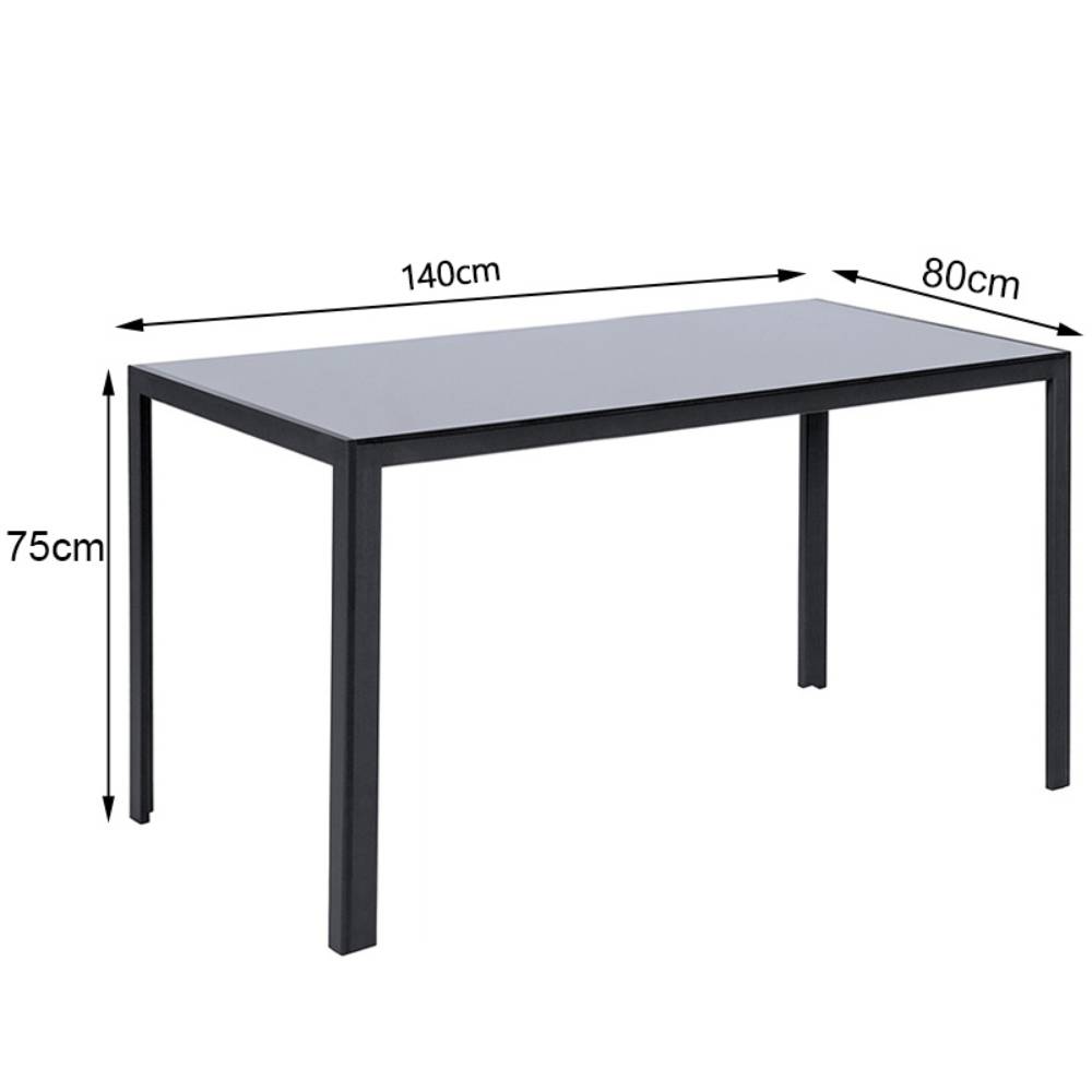 Rectangular Tempered Glass Dining Table For Kitchen Dining Room | Large | Black