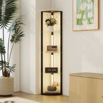 Led Floor Lamp With Shelves, Dimmable Standing Lamp With Foot Switch | Black
