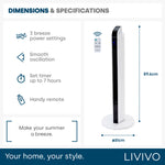 Livivo 35" Tower Fan - White