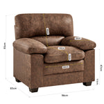 Oxford Faux Leather Sofa 1 Seater | Brown