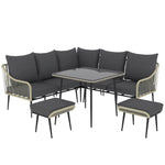 6 Piece Garden Furniture Set Garden Sofa With Cushions | Light Grey