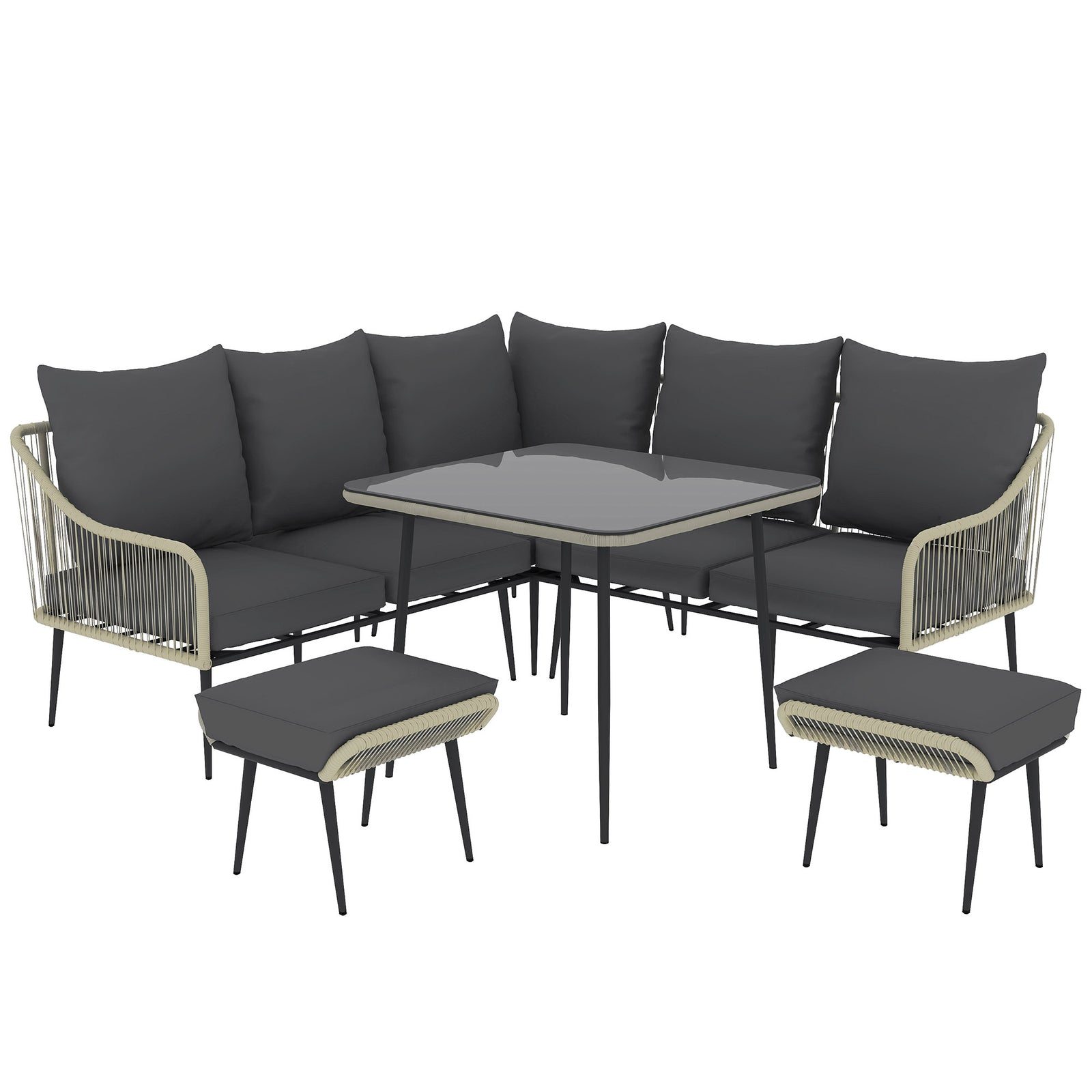 6 Piece Garden Furniture Set Garden Sofa With Cushions | Light Grey