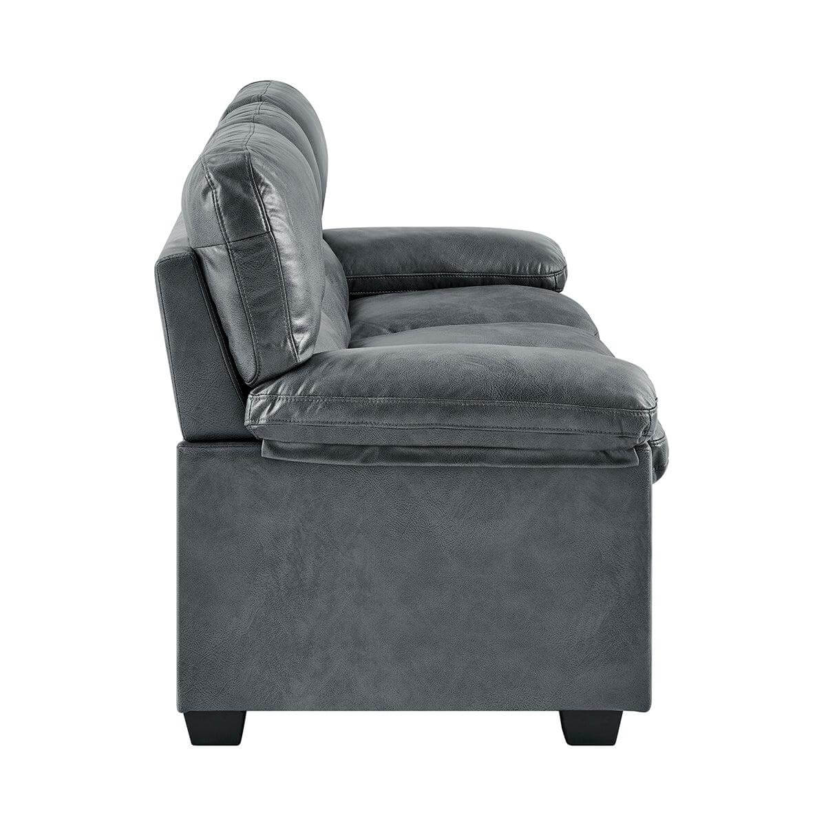 Bonded Faux Leather Sofa - 3 Seater | Grey