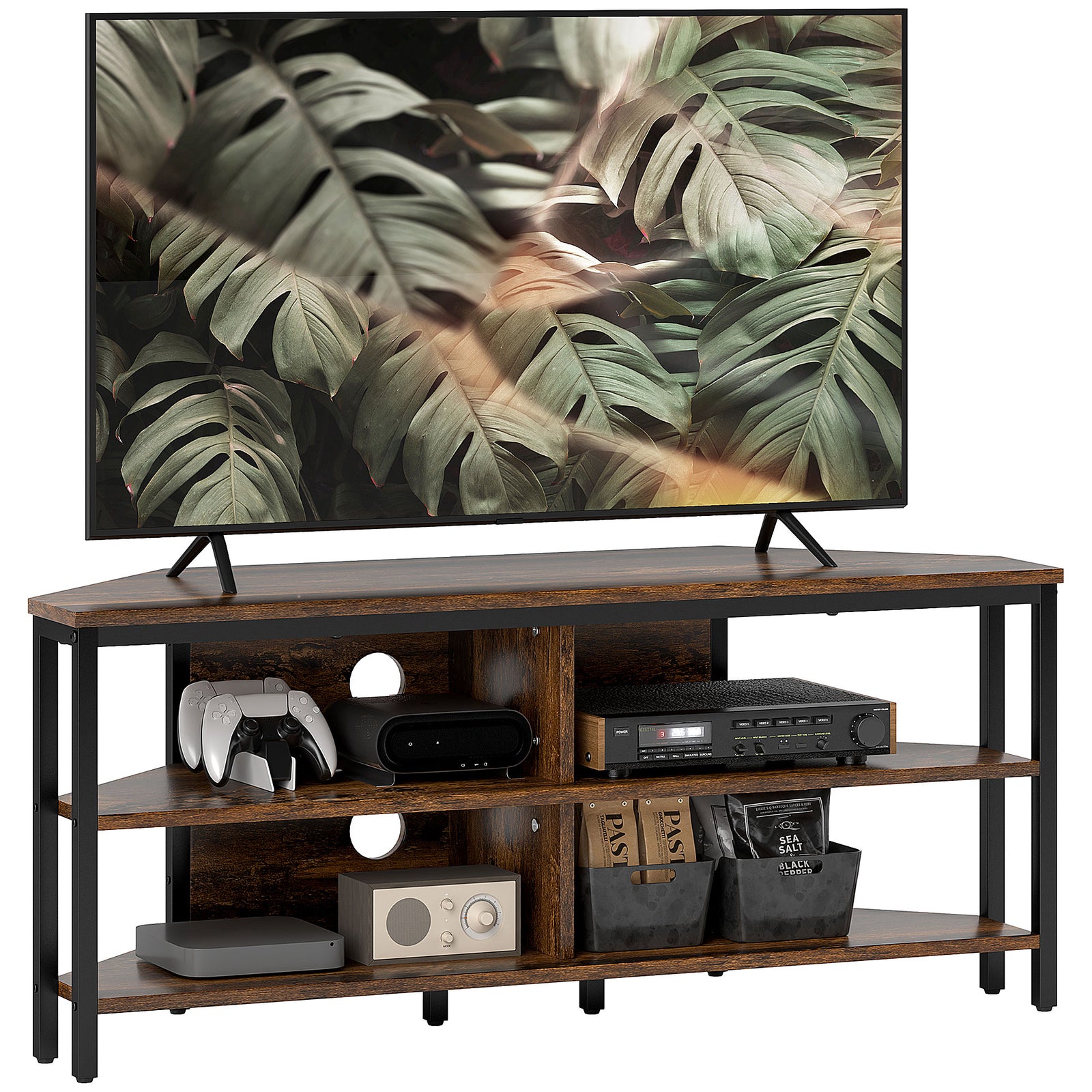 50" Tv Stand Cabinet, Tv Unit With Storage Shelves