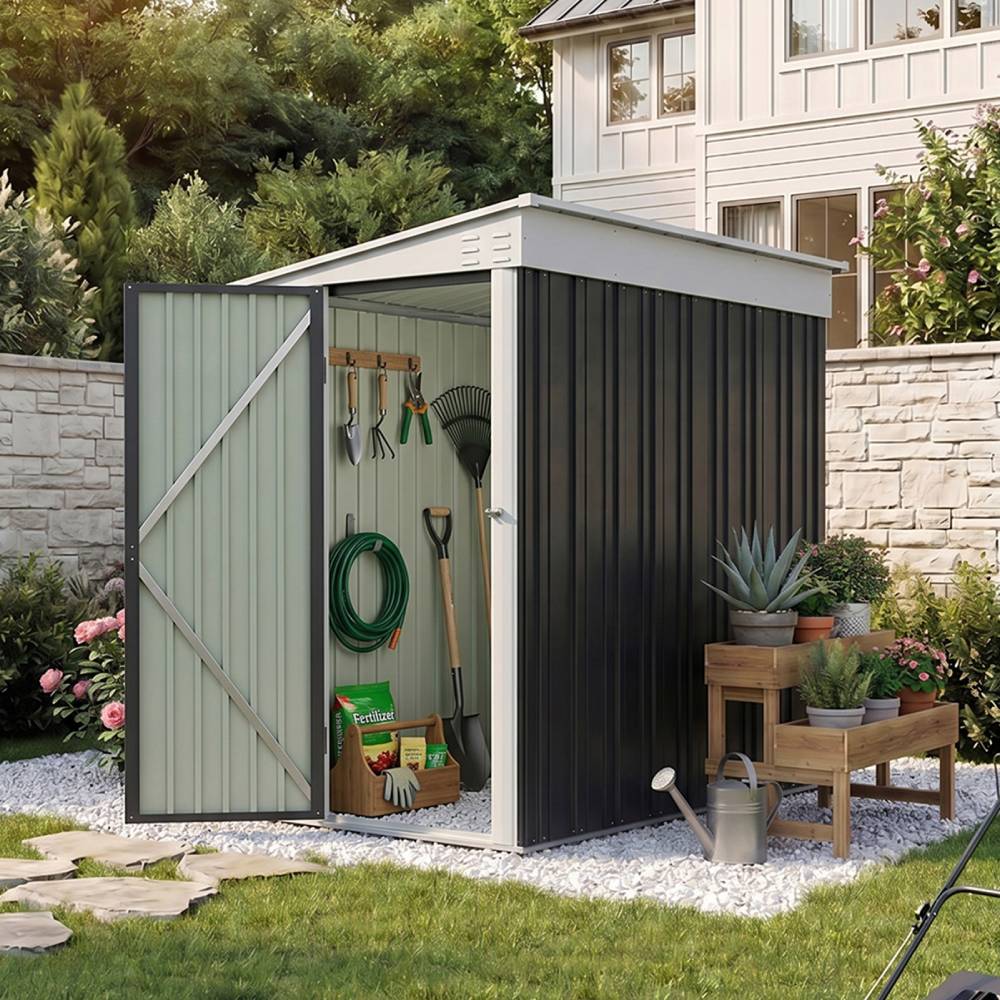 4x6 Ft Metal Pent Roof Garden Tool Storage Shed