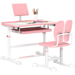 Height Adjustable Kids Desk And Chair Set W/ Tilted Desktop | Pink