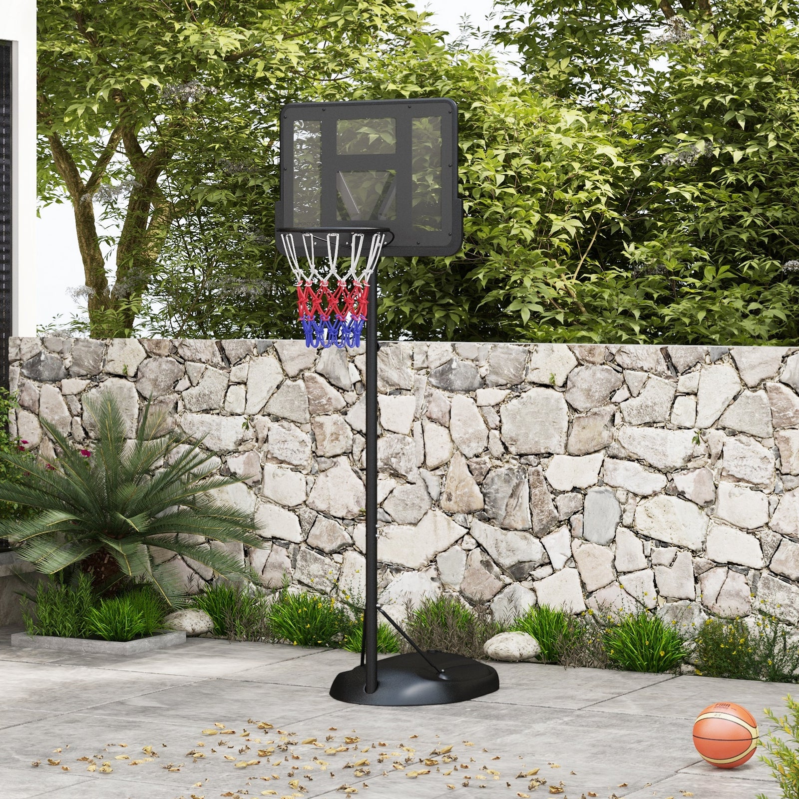 1.7-2.3m Adjustable Basketball Hoop And Stand | Black