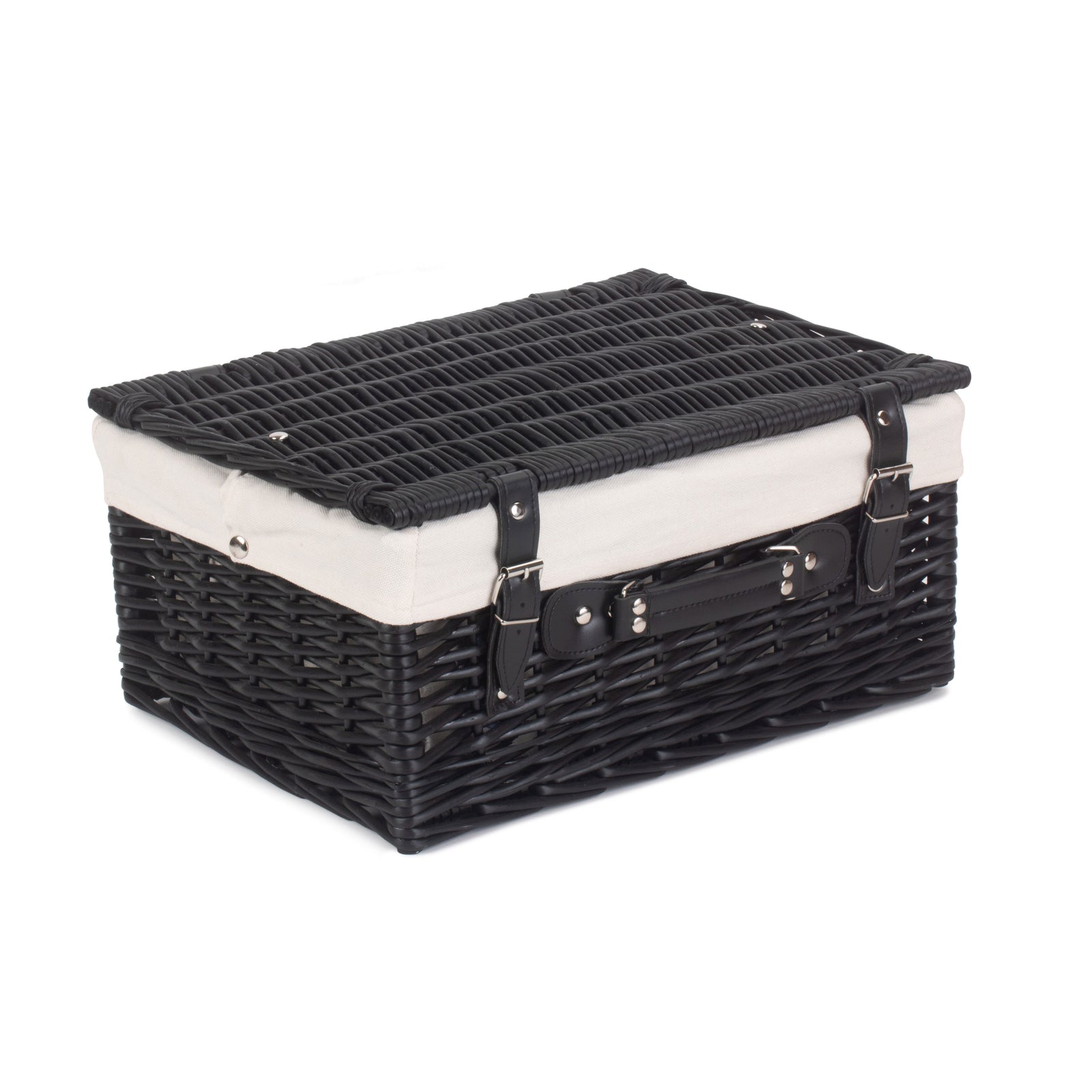 Wicker 40cm Black Hamper | White